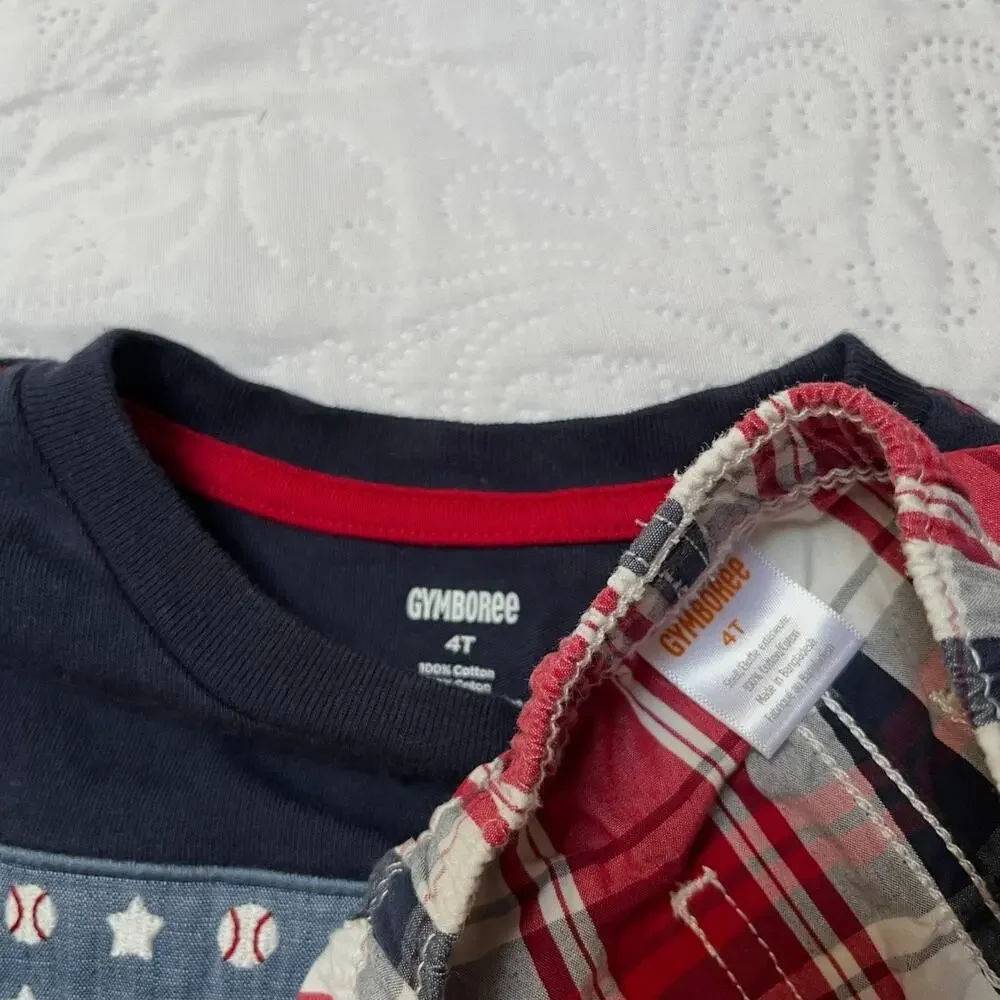Gymboree Embroidered Baseball Flag Outfit Size 4T